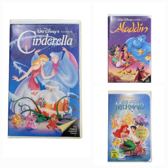 Disney Other - Disney VHS Black Diamond Classic Lot of 3 Cinderella Aladdin The Little Mermaid